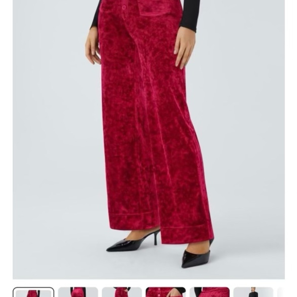 HALARA Red Velvet Boot Cut Pants